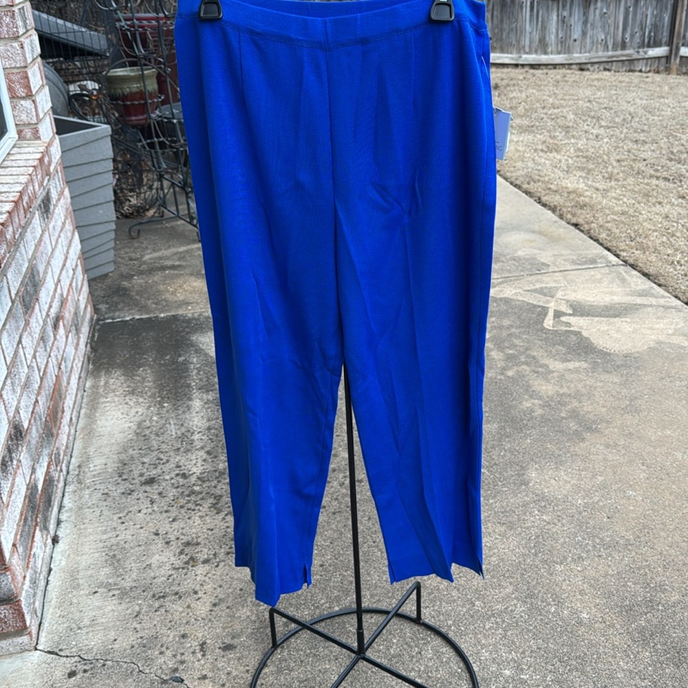 NWT Ming Wang Royal Blue Travel Career Casual Ankle Flat Front Pants XL New - Picture 11 of 13